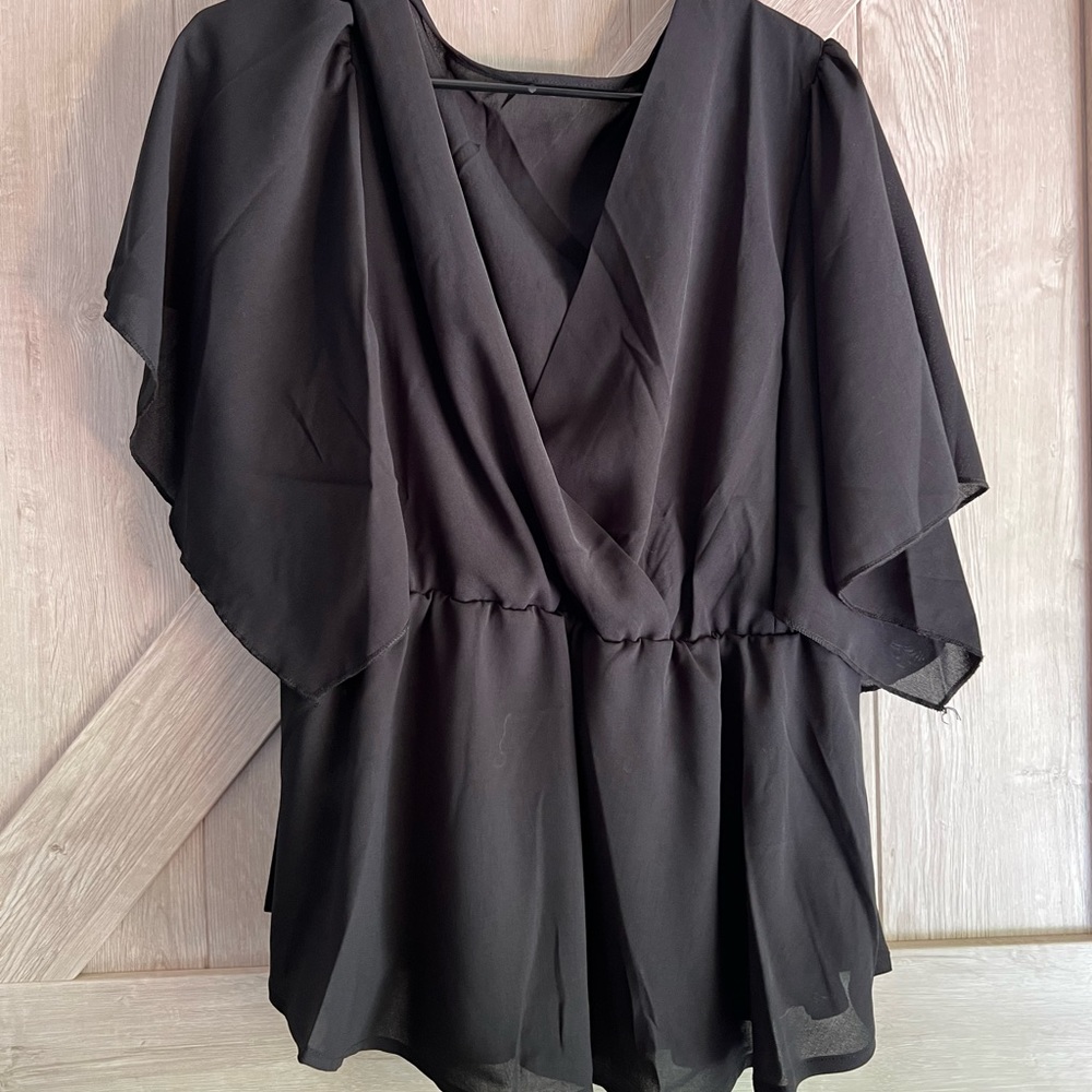 Shein black cinch and flow top